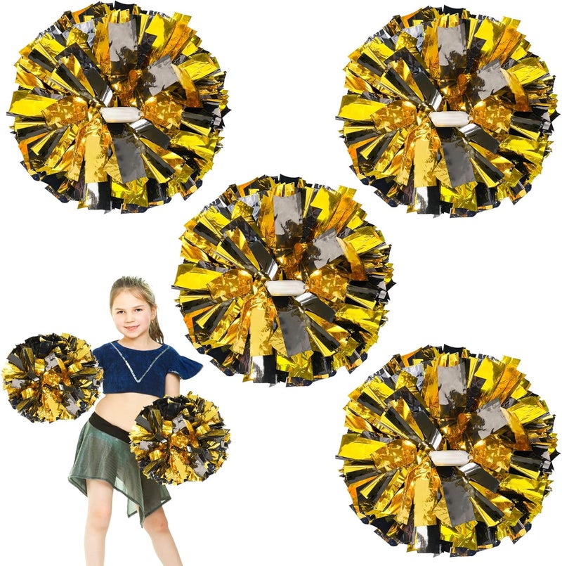 HOLENGS 4Pcs Upgraded 12inch Metallic Cheerleading Pom Poms, Cheerleader Pompoms Cheer Poms for Kids Adults, Cheering Squad Pompoms for School Sports Games Dance Party - Image 1